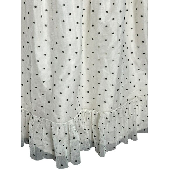 J Crew Crewcuts Polka Dot Tulle Overlay Dress‎ Puff Sleeve White Dot Kids Size 7 - Picture 3 of 9